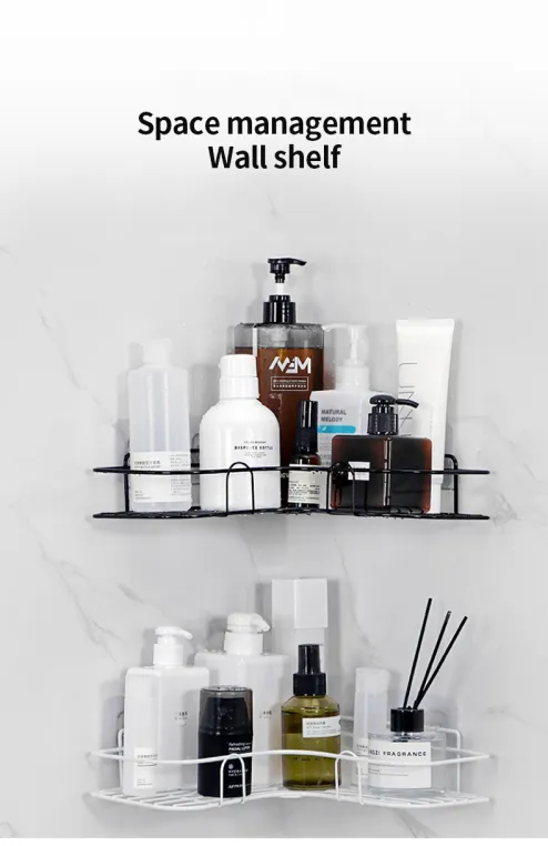Acrylic Corner Shower Caddy Shelf,Adhesive Wall Mounted Bathroom