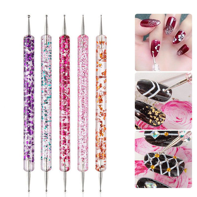 8-11 5 Pcs/set Nail Art Dotting Pen Crystal Beads Handle Dual-ended Drawing Painting Rhinestones Manicure Tools