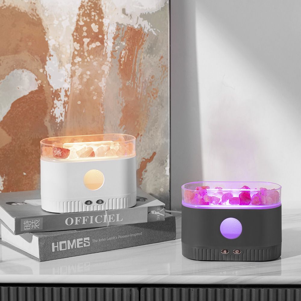 200mL Crystal Salt Aroma Diffuser Humidifier, 2-in-1 Essential Oil Diffuser & Cool Mist Humidifier with LED Light, Quiet Operation for Home, Bedroom, Office & Decor
