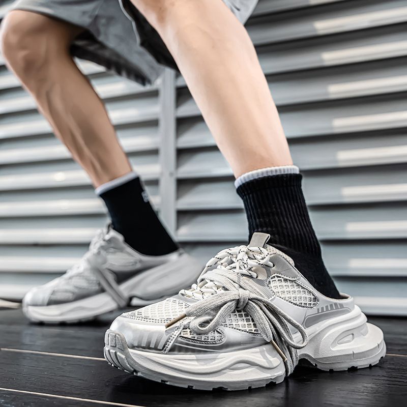Youth Men Breathable Slip On Loafers Sneaker Teenagers Lace-Up Fashion Casual Footwears Male Platform Sports Shoes Daily Leisure