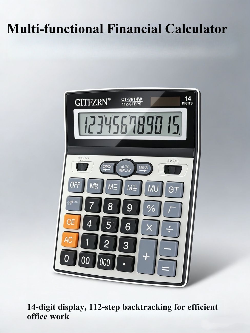 Large Size Professional Financial Calculator Battery Powered Only, Big Button Desktop Calculating Machine, Exclusive for Accounting Staff Office Business Financial Bookkeeping Use