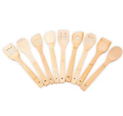 Kitchen Cooking Utensils Set - 4 Pieces Bamboo Wooden for Non Stick Cookware
