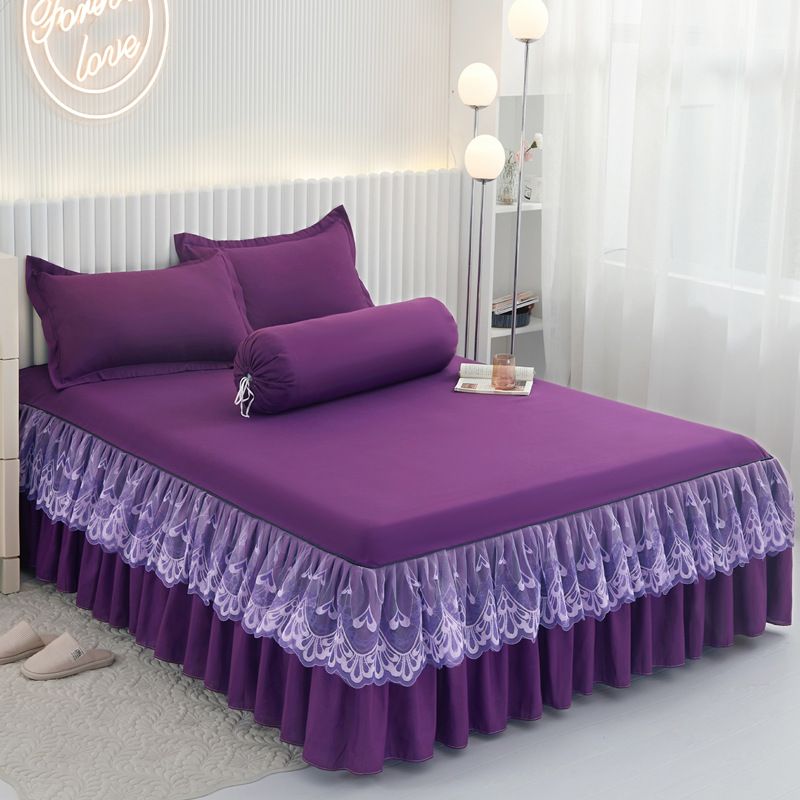 3 piece set 120 * 200cm ,150 * 200cm bed,,180 * 220cm bed ,200 * 220cm bed skirt three piece set Bed cover CRRSHOP home bed bed skirt New lace bed skirt three piece bed cover 1 bed skirt cover+ 2 pillowcases