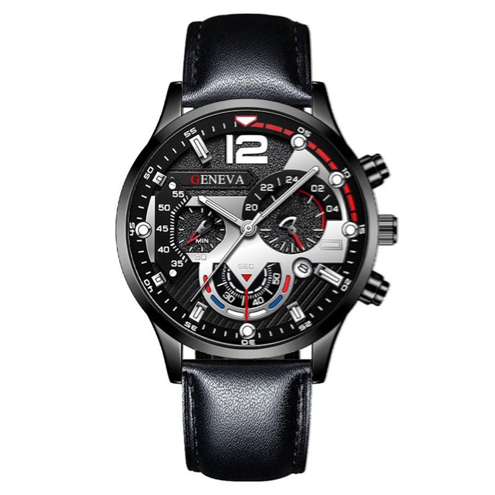Popular men's watches, fashion calendar, six pin belt watch, quartz watch, men's watch, sports luminous watch, wholesaleSilver Black Belt