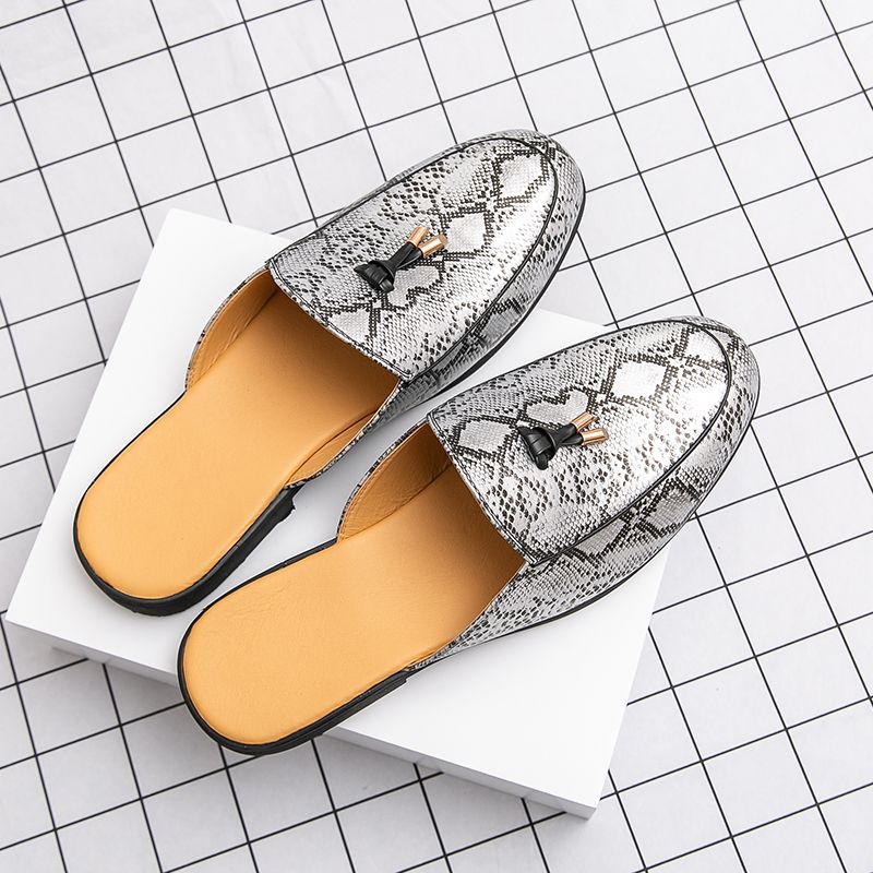 Youth Men Leisure Cool Mules Man Summer Slippers Fashion Casual Leather Loafers Flats Shoes Pu Breathable Slip On Footwears For