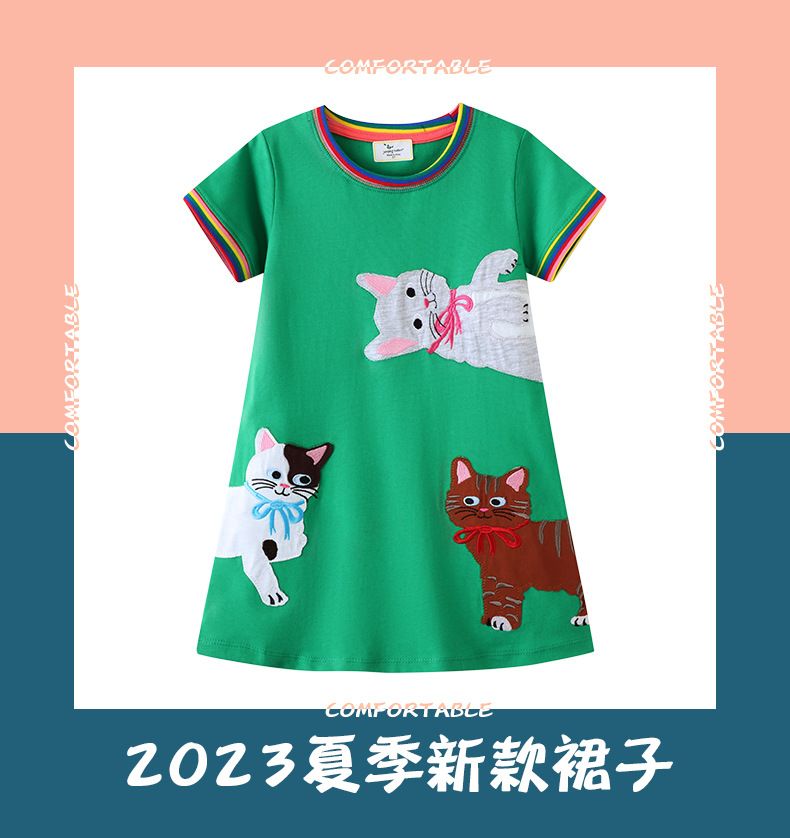 Fashion knitted girls little girls one-piece princess dress girls short-sleeved dress 67221