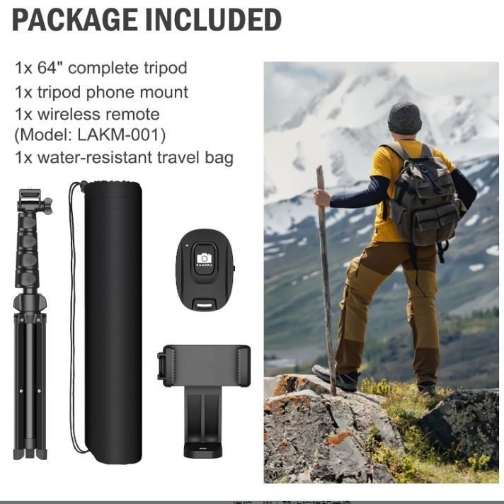 Tripod for Cell Phone & Camera, Phone Tripod with Remote and Phone Holder, Portable Tripod for iPhone, Phone Tripod for Video Recording, Cell Phone Tripod Mount Stand for Cellphone
