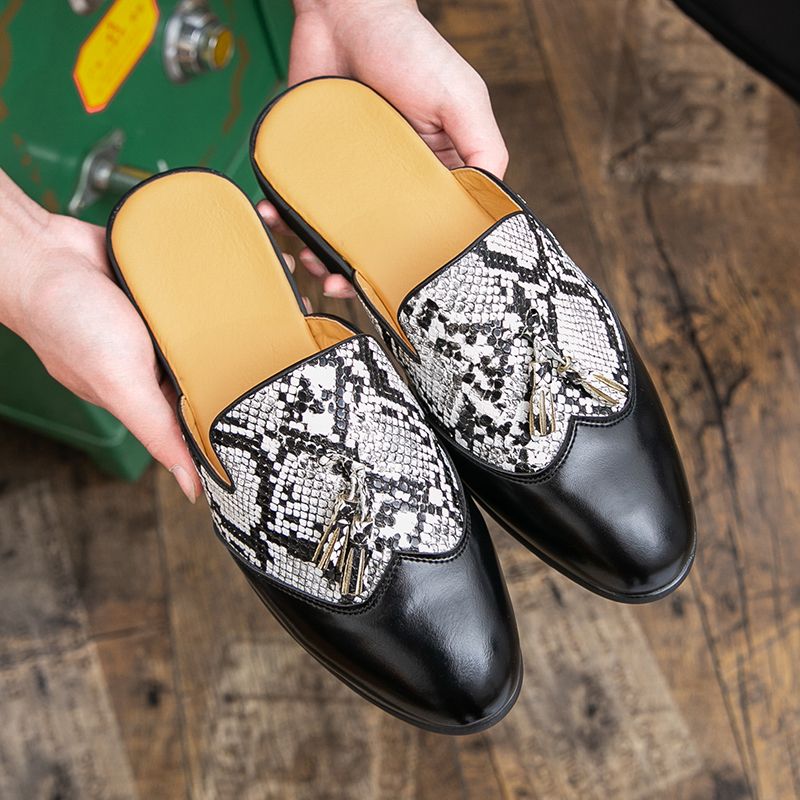 Youth Men Leisure Cool Mules Man Summer Slippers Fashion Casual Leather Loafers Flats Shoes Pu Breathable Slip On Footwears For