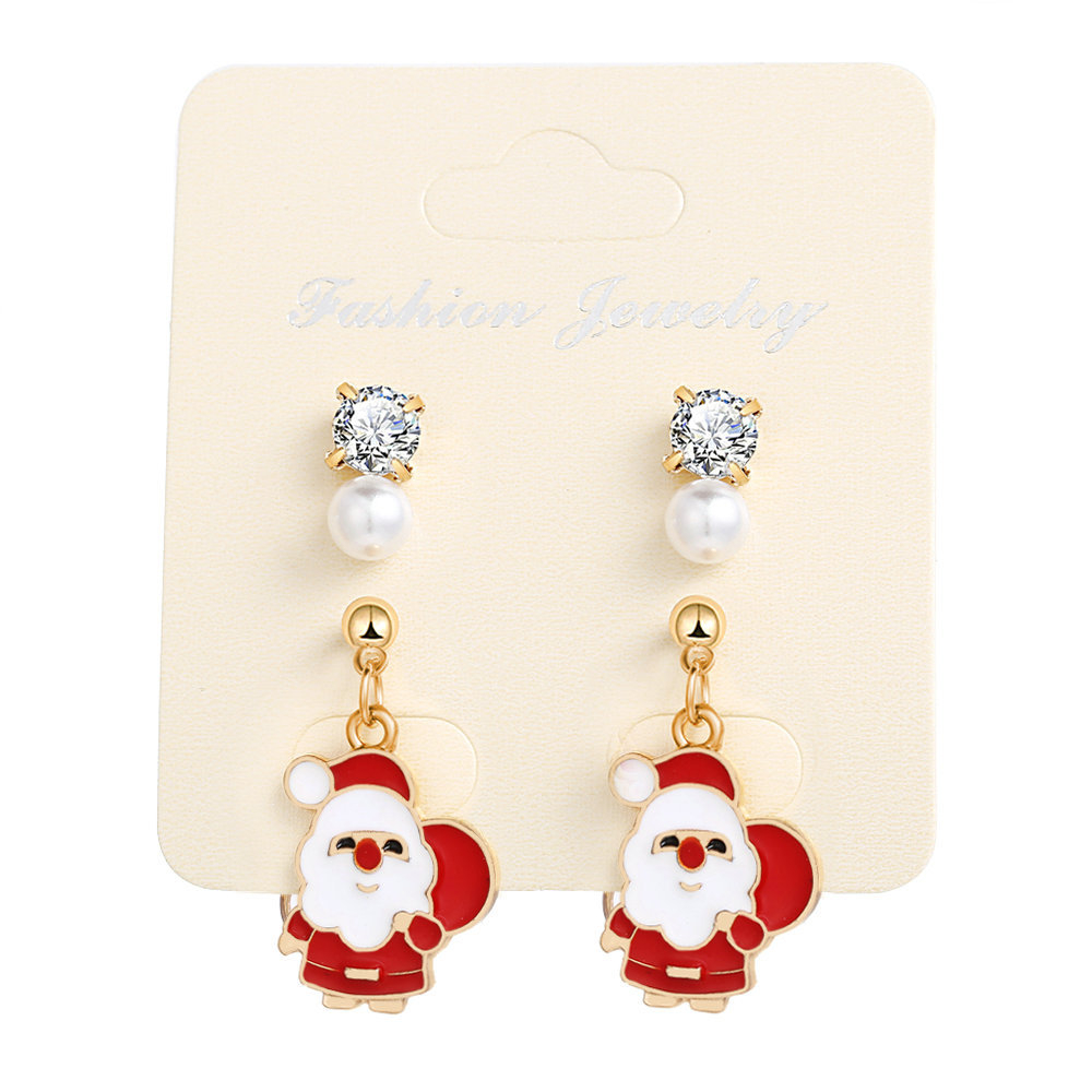 Women Earrings Fashion Santa Claus Stud Earrings Women Pendant Jewellery Christmas Gift One Color One Size