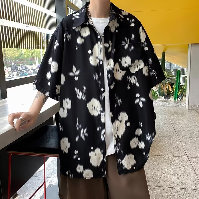 C100 Shirts Printing Trims Short Sleeves Casual Mens Summer Shirts