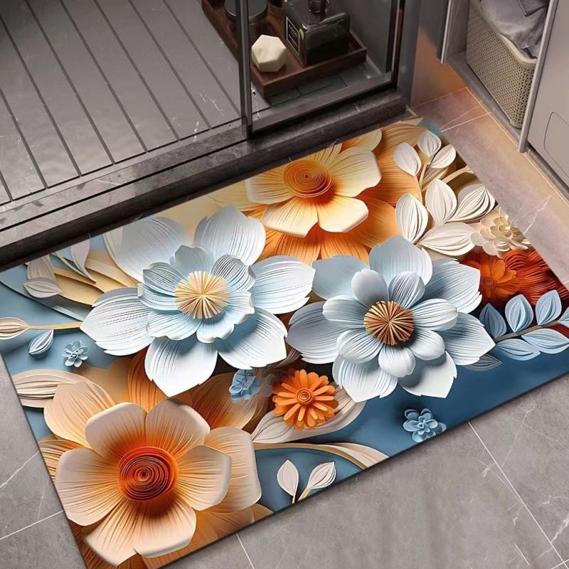 3D oil painting, diatomaceous earth absorbent floor mat, bathroom quick drying carpet, anti slip mat free shipping carpet
