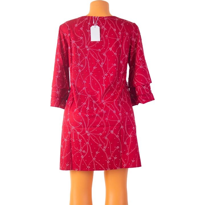 Ladies Nanso Red  Design Long Sleeved Maxi Dress Size S
