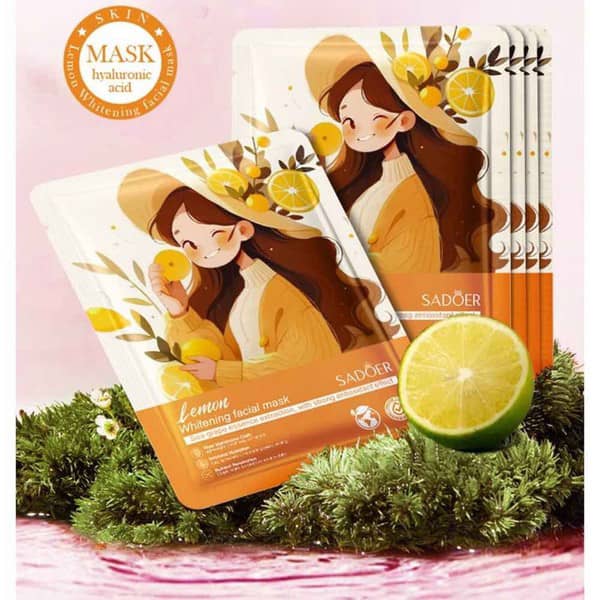 SADOER Fruits & Flowers, Rose, Aloe Vera, Blueberry ,Strawberry ,Honey, Peach ,Avocado ,Coconut, Moisturizing Nourishing Whitening Beauty Moisturizing Skin Care MaskLEMON