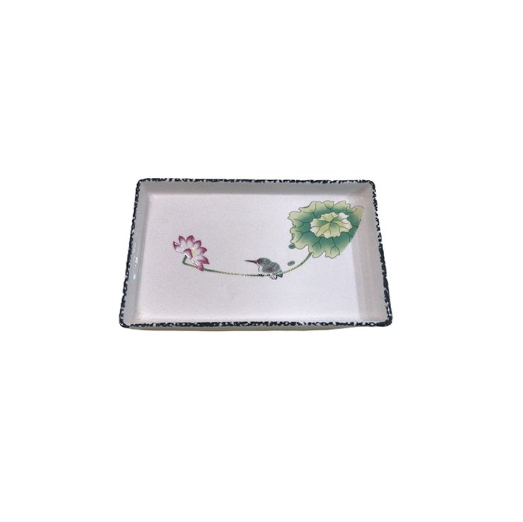 Antique colored rectangle enamel dinner food, fruit, barbecue serving  enamel coated heavy durable ceramic tray plate T-12