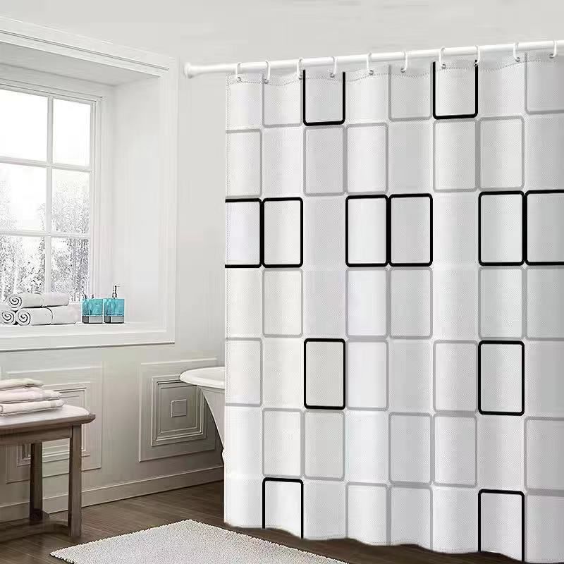 Shower curtain, waterproof, mildew proof, thickened, bathroom curtain, partition curtain, door curtain, window hanging curtain ，large size 100*200cm,120*200cm,150*200cm,180*200cm,200*200cm,240*200cm,260*200cm ，Stainless steel ，buckle eye03# PEVA material