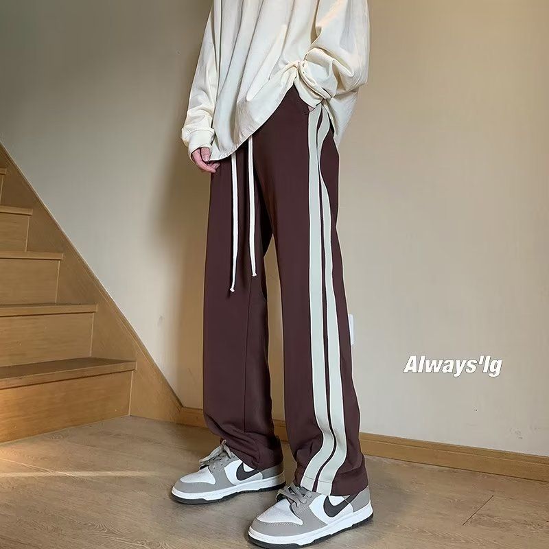 A612 Men's Autumn Casual Sports Pants Loose Straight Leg PantsKhaki
