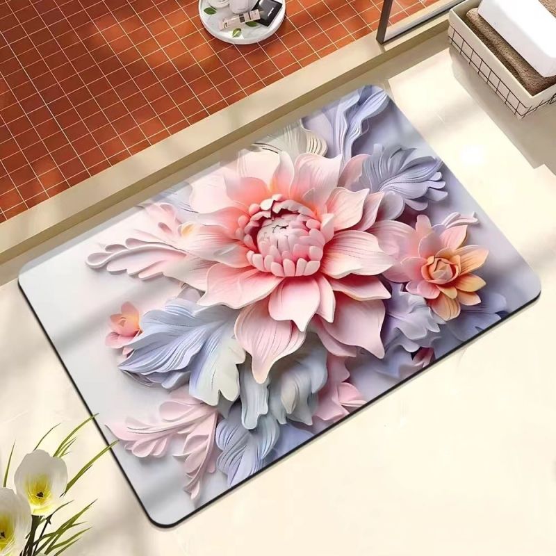 3D oil painting, diatomaceous earth absorbent floor mat, bathroom quick drying carpet, anti slip mat free shipping carpet