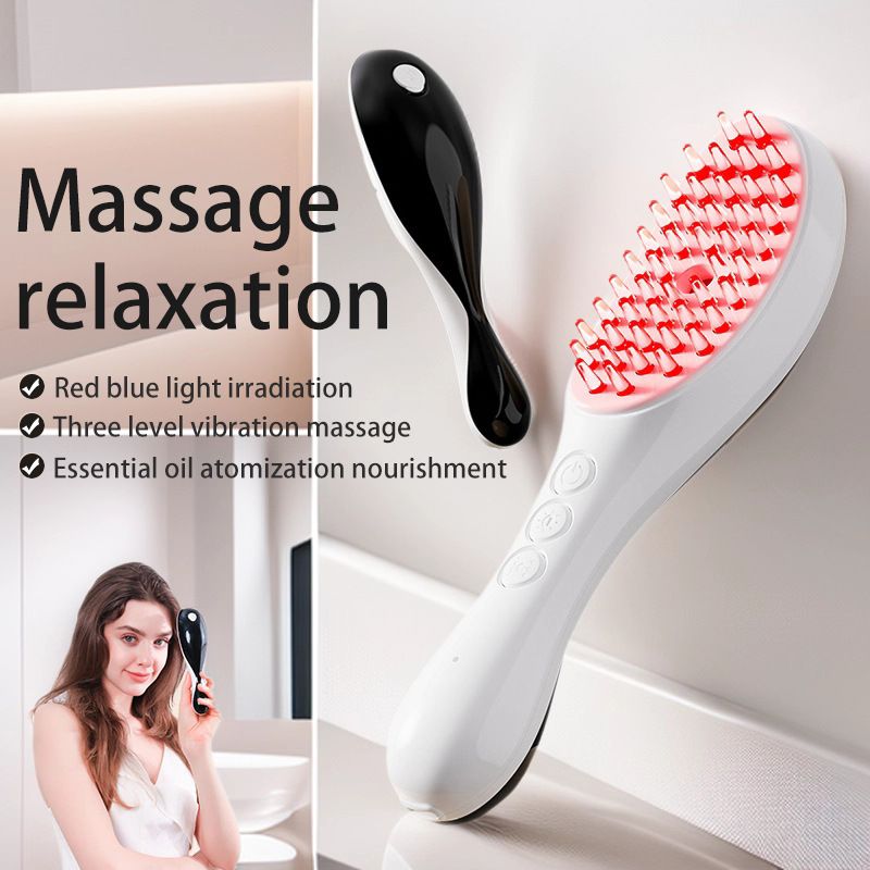 New Upgraded Electric Hair Massage Comb, Red Blue Light Photon Hair Care Device, Scalp Essence Atomization & Import Instrument