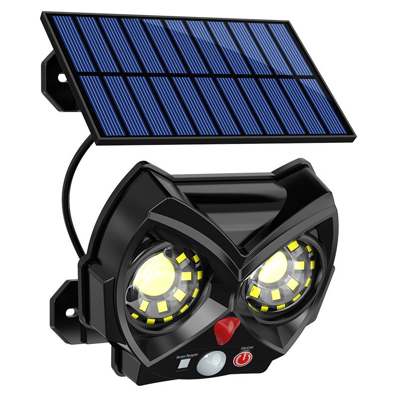 New solar powered lamp, owl lamp, outdoor garden decoration lamp, human body sensing street lamp, courtyard lamp, wall lampblack