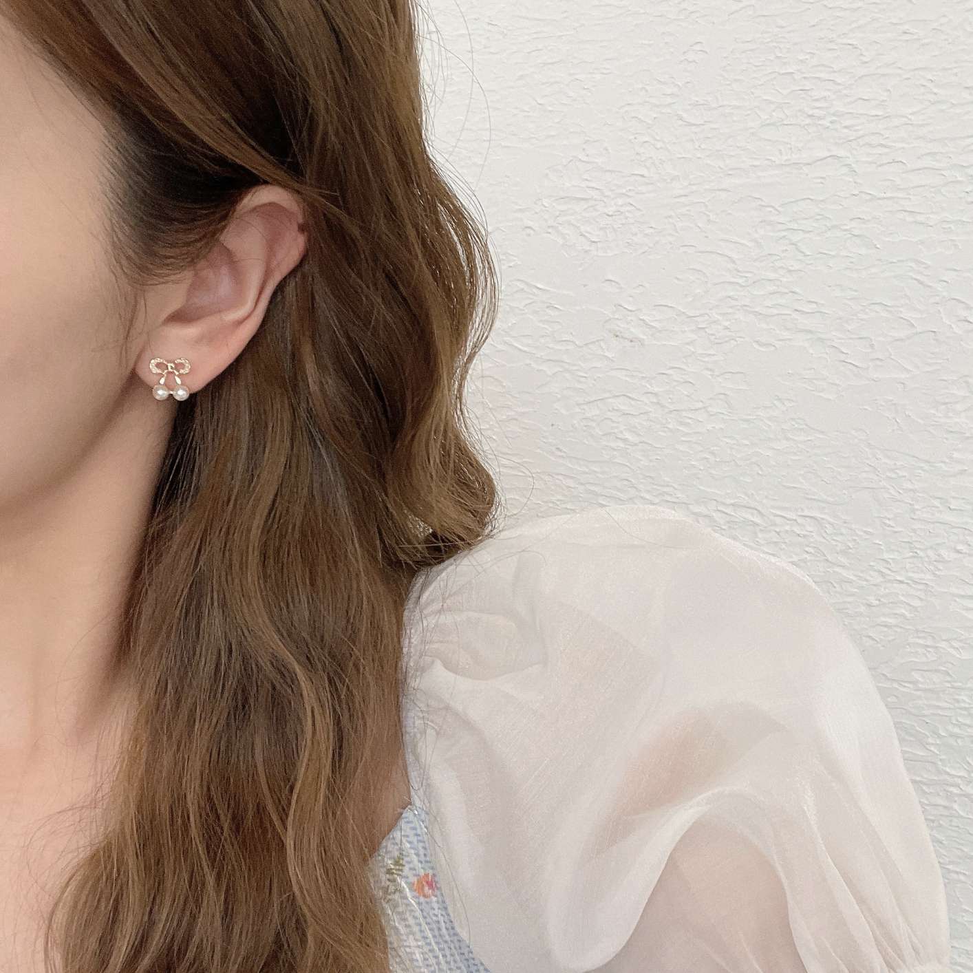 Women's Simple Small Bow Pearl Earrings Jewelry Gift