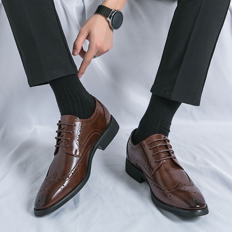 Men Oxford Brogue Leather Shoes Man Elegant Dress Formal Shoe Male Footwears The Suit For Official Office Wedding Party Business