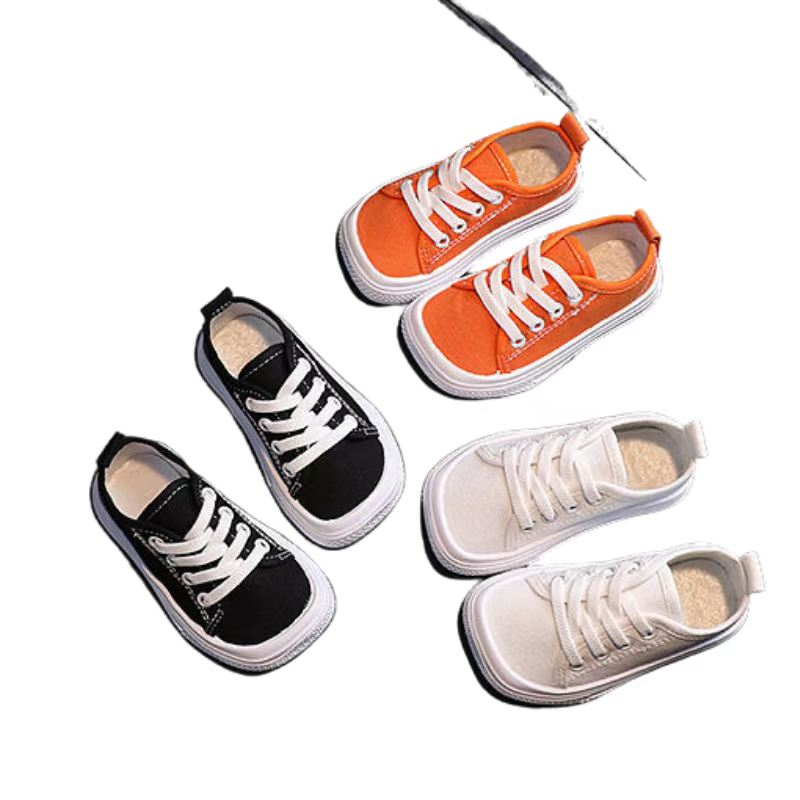 The new 2021 middle children's mango head ugly cute solid color canvas shoes girls fashion boys summer niche board shoes Close Size