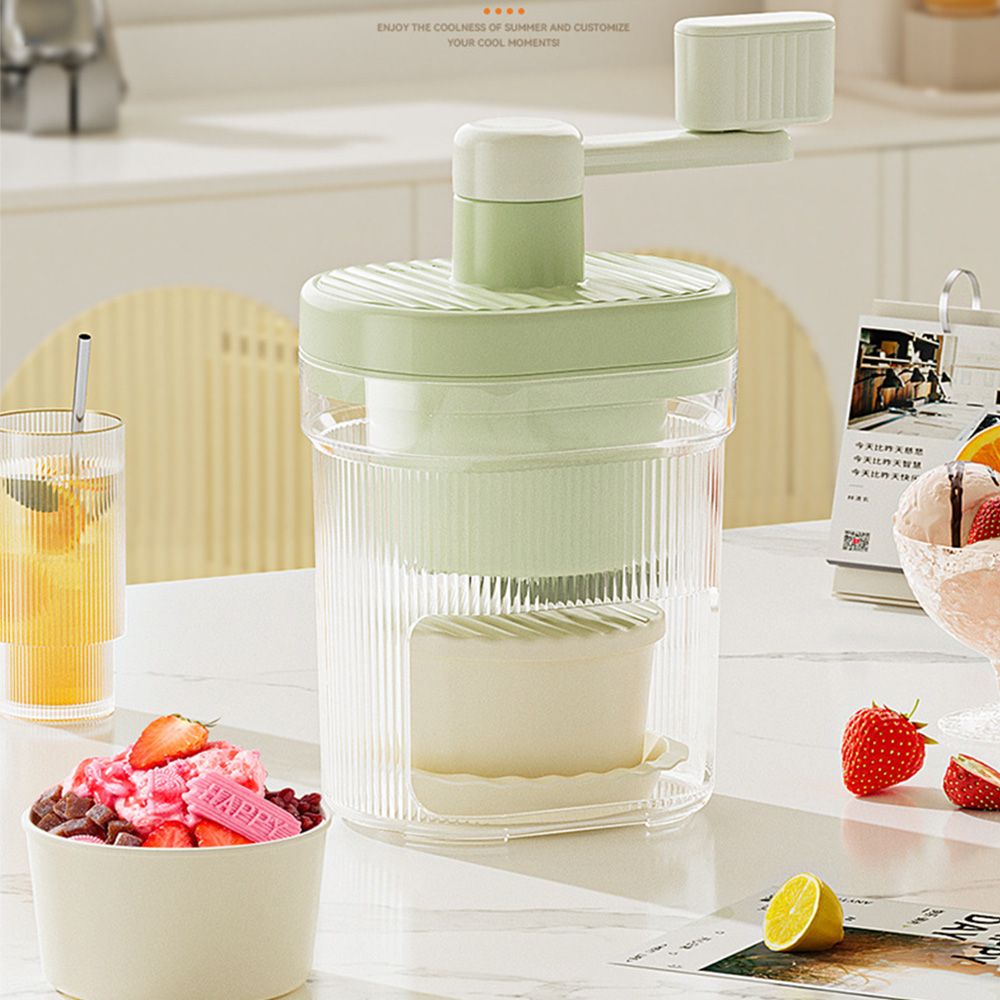 Manual shaved ice maker for home use; small hail ice maker for mobile stalls; hand-cranked ice shaver for fluffy ice and crushed ice; no for electricity.
