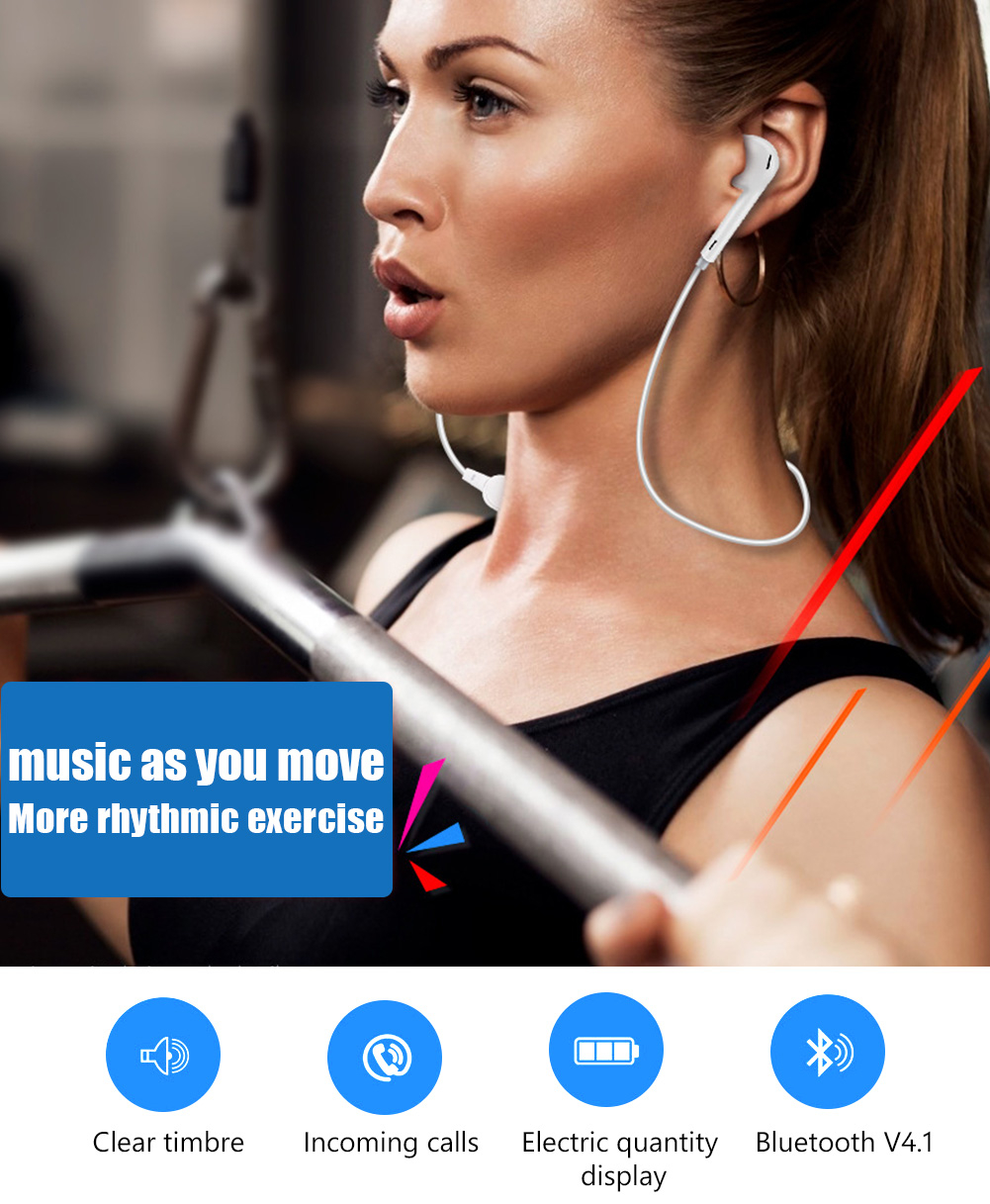 S6 Sport-Ear Neckband S6 Wireless Headphone Bluetooth V4.1 Earphone With Mic Stereo Earbuds Headset