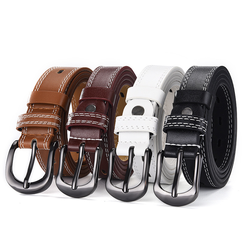 P1902001 Unisex Belt, PU Leather Dress Belt Classic Casual 2.5cm Wide Belt With Single Prong Buckle