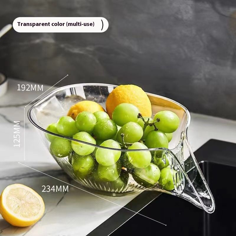 AUNONT Multifunctional draining basket household new kitchen dishes draining plastic storage fruit tray creative draining basketPET transparent colour