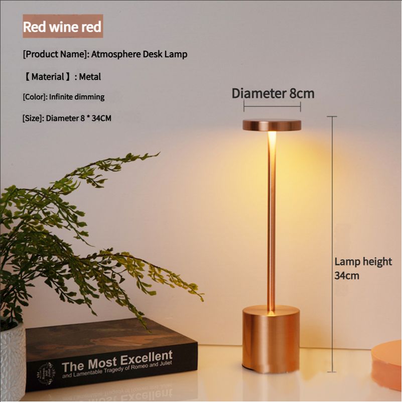 LED Table Lamp Cordless Rechargeable, Table Lamp Cordless Aluminium, Modern, Dimmable, Waterproof, Table Lamps Rechargeable USB for Bedside Outdoor Restaurant Living Room 