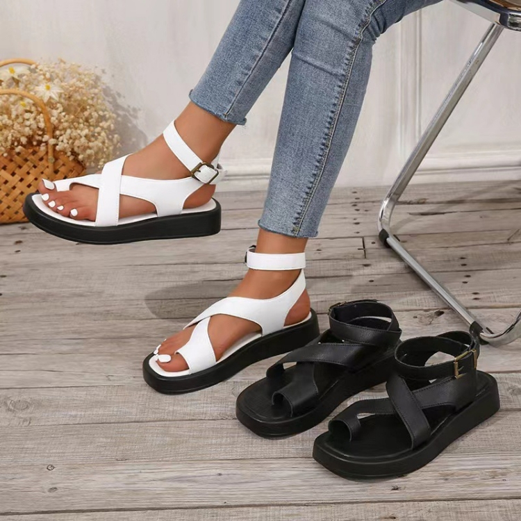 Sandals female New Europe and America Large size 36 37 38 39 40 41 42 43 women's shoes CRRSHOP white black orange beige shoe antiskid Soft and comfortable 