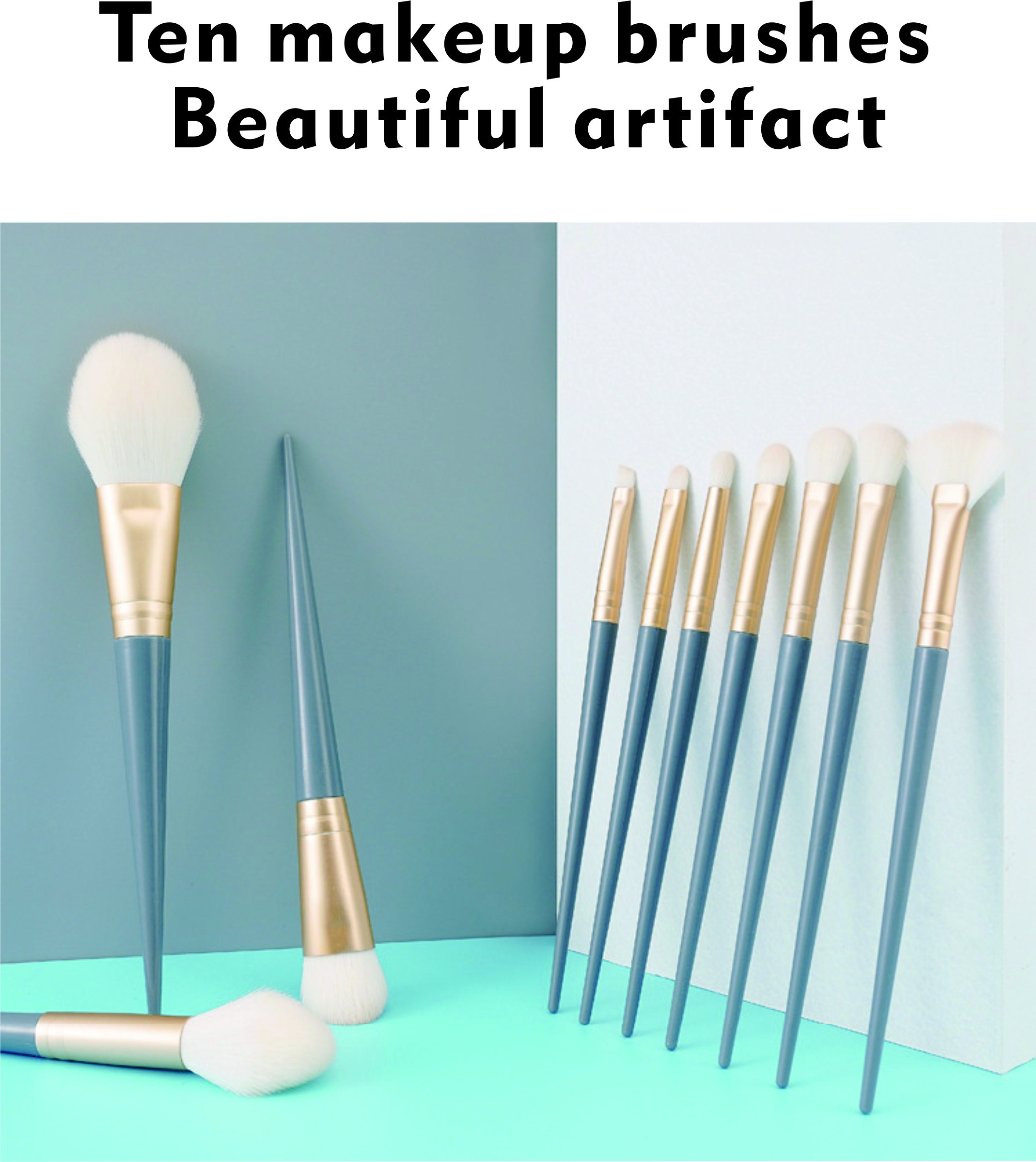 10 Makeup Brush Sets, Eye Shadow Brushes, Powder Powder Brushes, Soft Brushes, Beauty Tools, Brushes.
