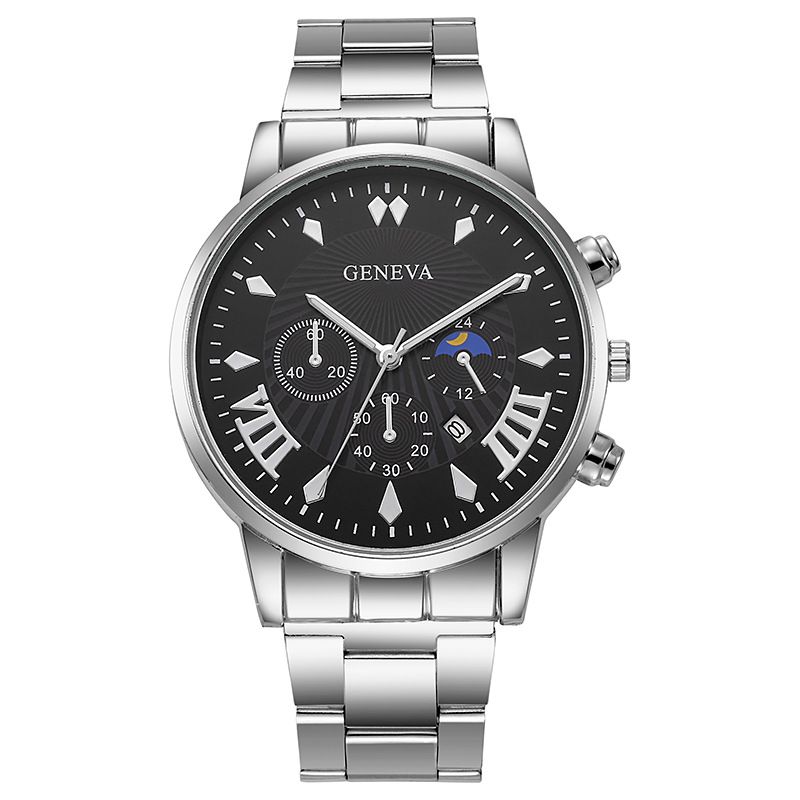 Calendar steel band watch men's large dial quartz watch men's watch foreign trade men's watch