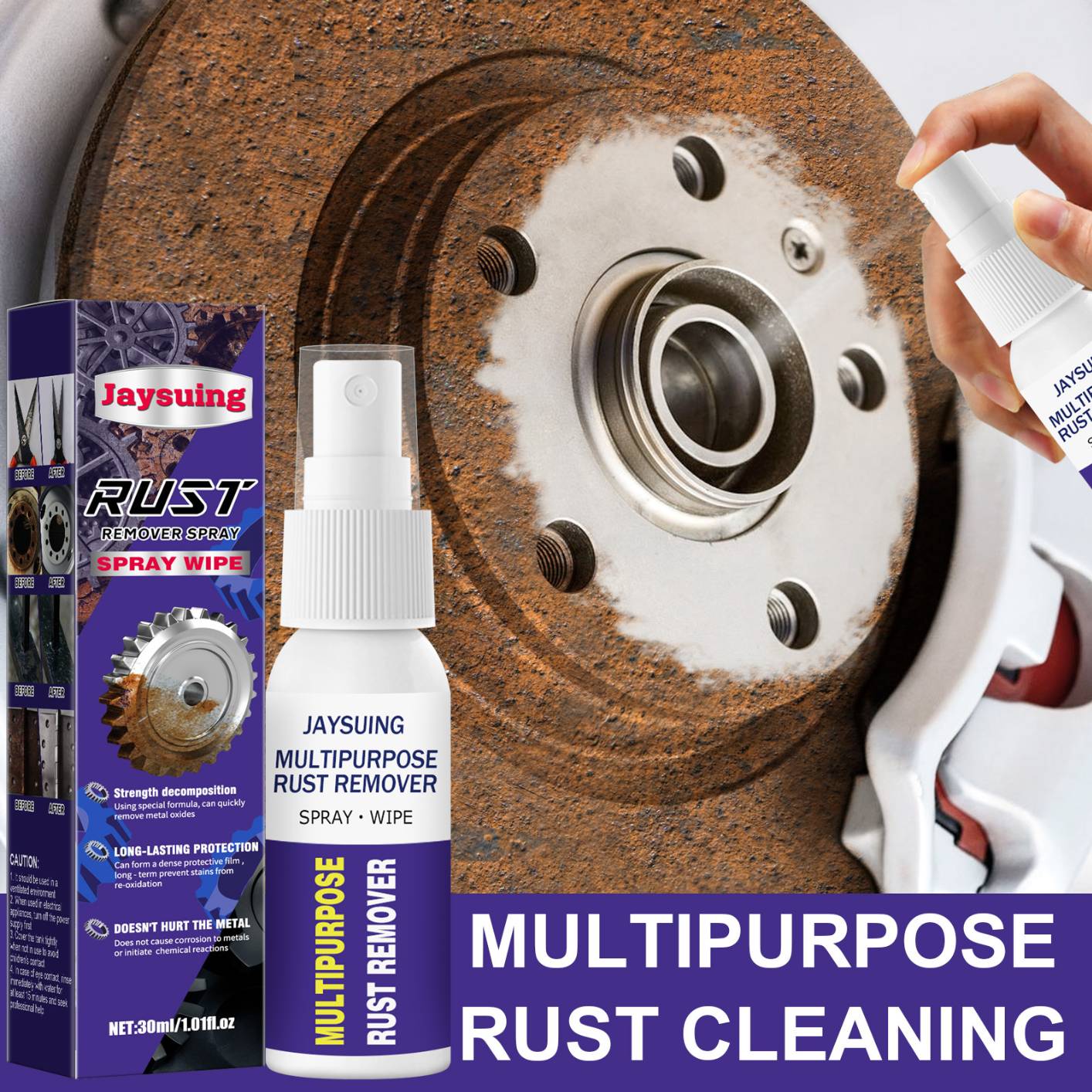 Rust Remover Spray, Rust Removal Agent for Bright Metal Strip for Car Detailing, Multipurpose Car Maintenance Cleaning Derusting Spray, Kitchen Home Cleaning Rust Inhibitors