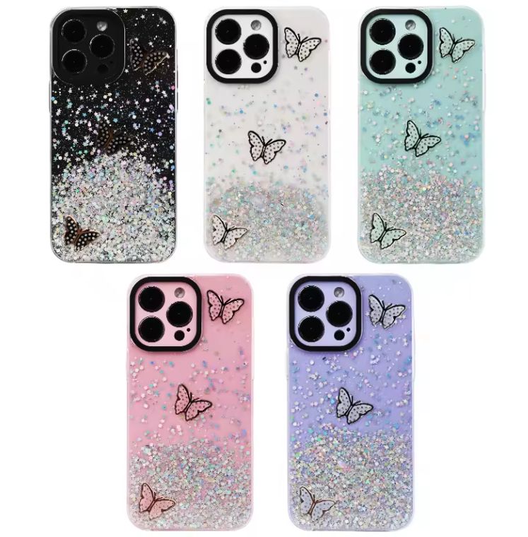 Glitter diamond acrylic luxury crystals butterfly design case for iPhone 12 pro max, XS max, X, 7