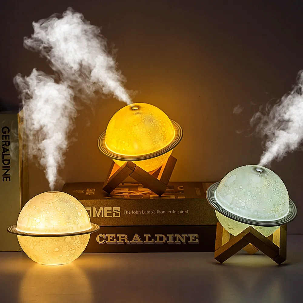 Planet Humidifier with Night Light, USB Desktop Moon Lamp Humidifier, Quiet Cool Mist Air Humidifier, Starry Sky Atmosphere Light, Portable Air Purifier for Bedroom, Home, Office
