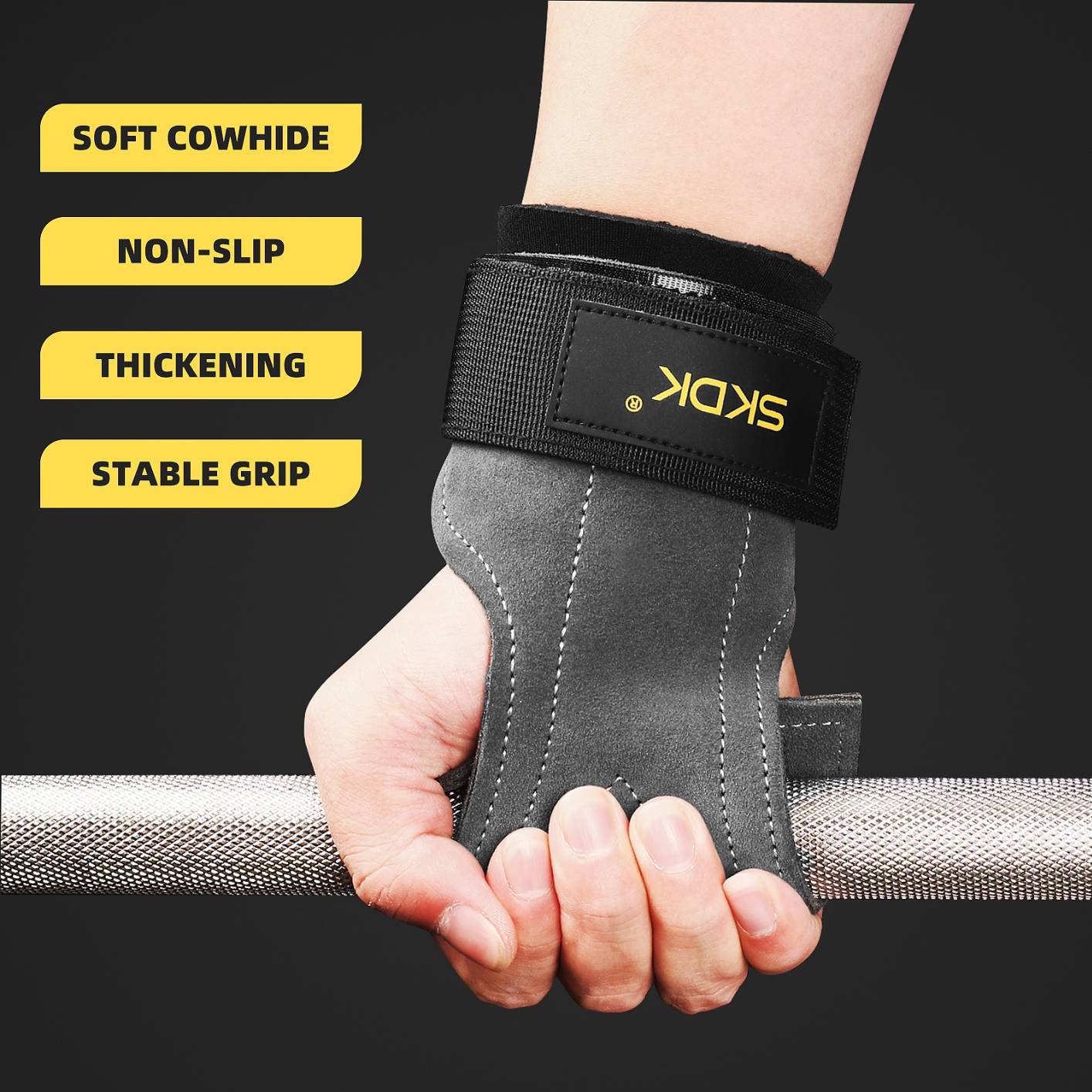 Leather palm guard wear-resistant non-slip wrist guard equipment fitness weightlifting booster belt hard pull pull-up guard