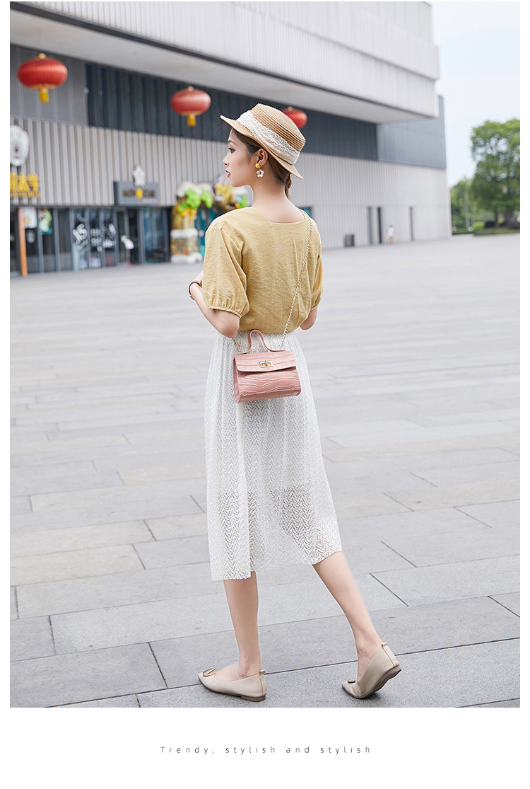 New Fashion Crocodile Pattern Shoulder Bag PU Chain Buckle Messenger Bag Three-dimensional Texture Handbags for Women