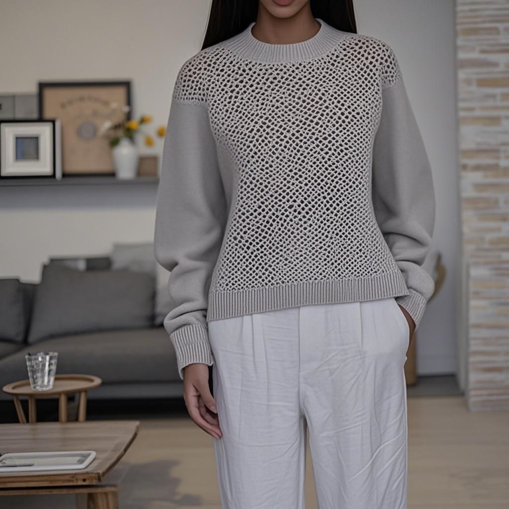 Wool knit Sweater Round Neck Top Women's Sweater