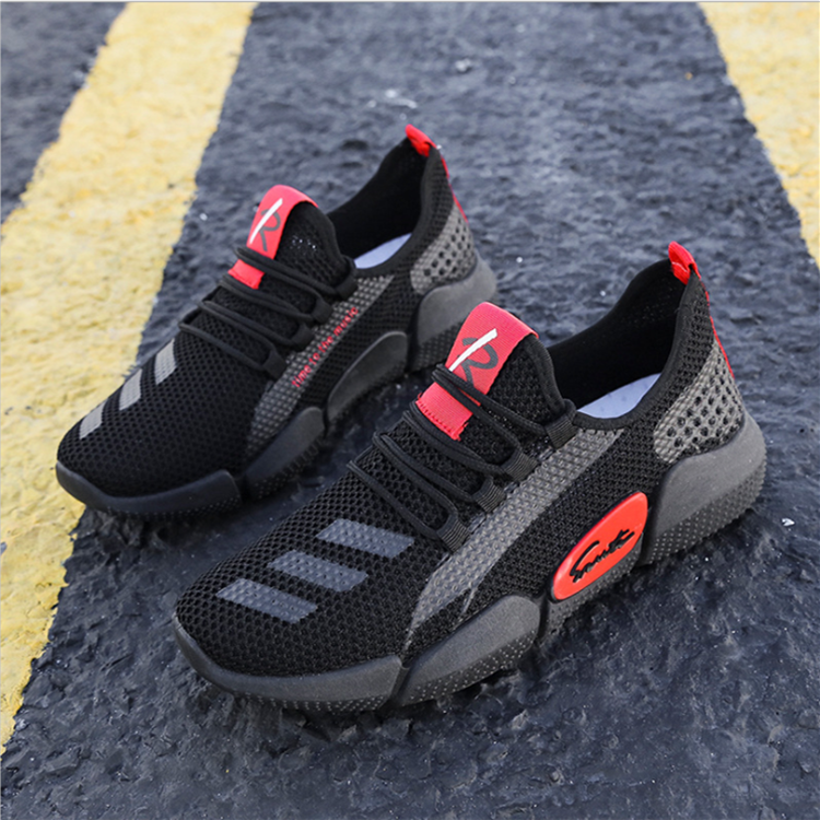 Woven mesh sneakers breathable men's shoes lace up casual shoes Close Size