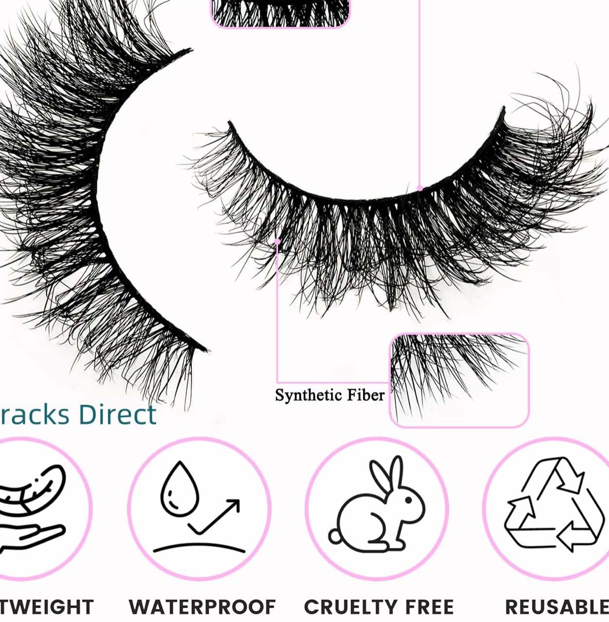 Natural Look False Eyelashes Russian Strip Lashes D Curly Faux Mink Lashes Wispy Fluffy Volume Russian Lashes 3D Effect Fake Eyelashes (1 pair,no glue)