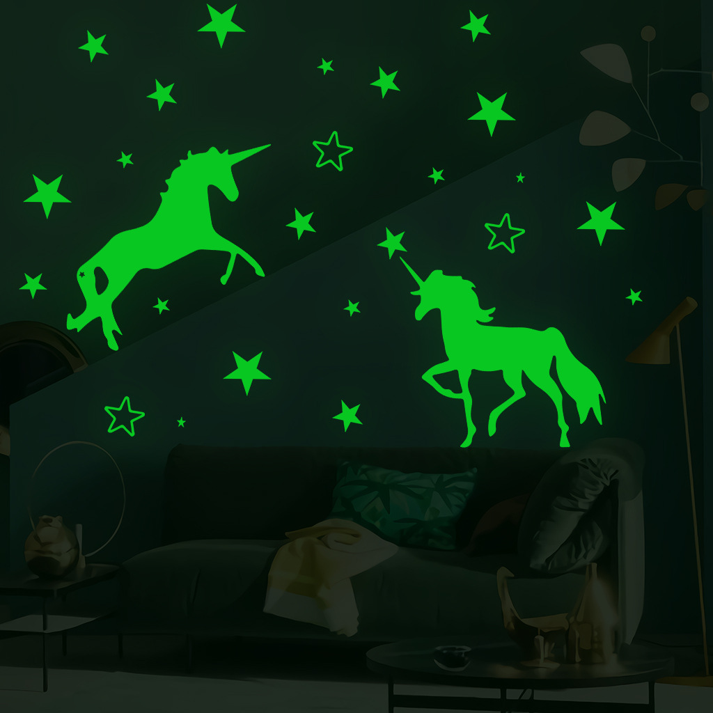Unicorn Wall Decals Luminous Star Dot Stickers Glow in The Dark Fluorescent Glow Wall Ceiling Sticker Decals for Kids Room Decorations