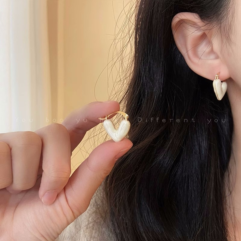 Women Tender Love Heart Drop Glazed Earrings Jewelry Gift