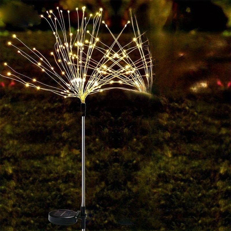 TopKiss Solar Powered Copper Wire Firework Dandelion Outdoor Yard Garden Decorative Waterproof Lawn Light String Local