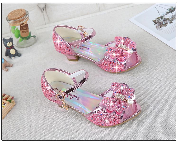 Dress Shoes Dreamy Girl's High Heels Children's Princess Sandals Bow Tie Children's Shoes Crystal Heeled Shoes