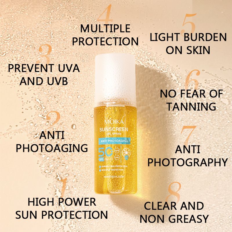 MOIKA Sunscreen Oil Spray Facial Body Protection Cream Waterproof Moisturizing Sunblock Anti UV Protection Beauty Care