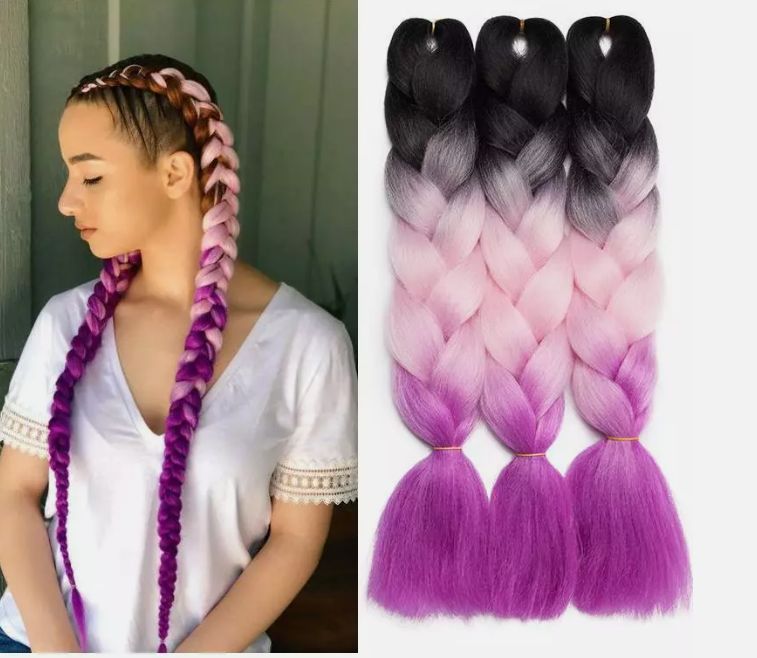 Obaasima strands hot stylish color Faux Mardi Gras Hair Thick Hair Braid synthetic jumbo braid expression hair