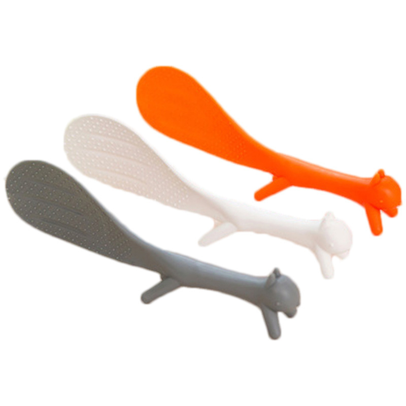 Creative Household Kitchen Tools,Lovely Squirrel Shape Standing Spoon Non-stick Rice Spoon Fashion Rice Cooker Dishes Filled Scoop Shovel