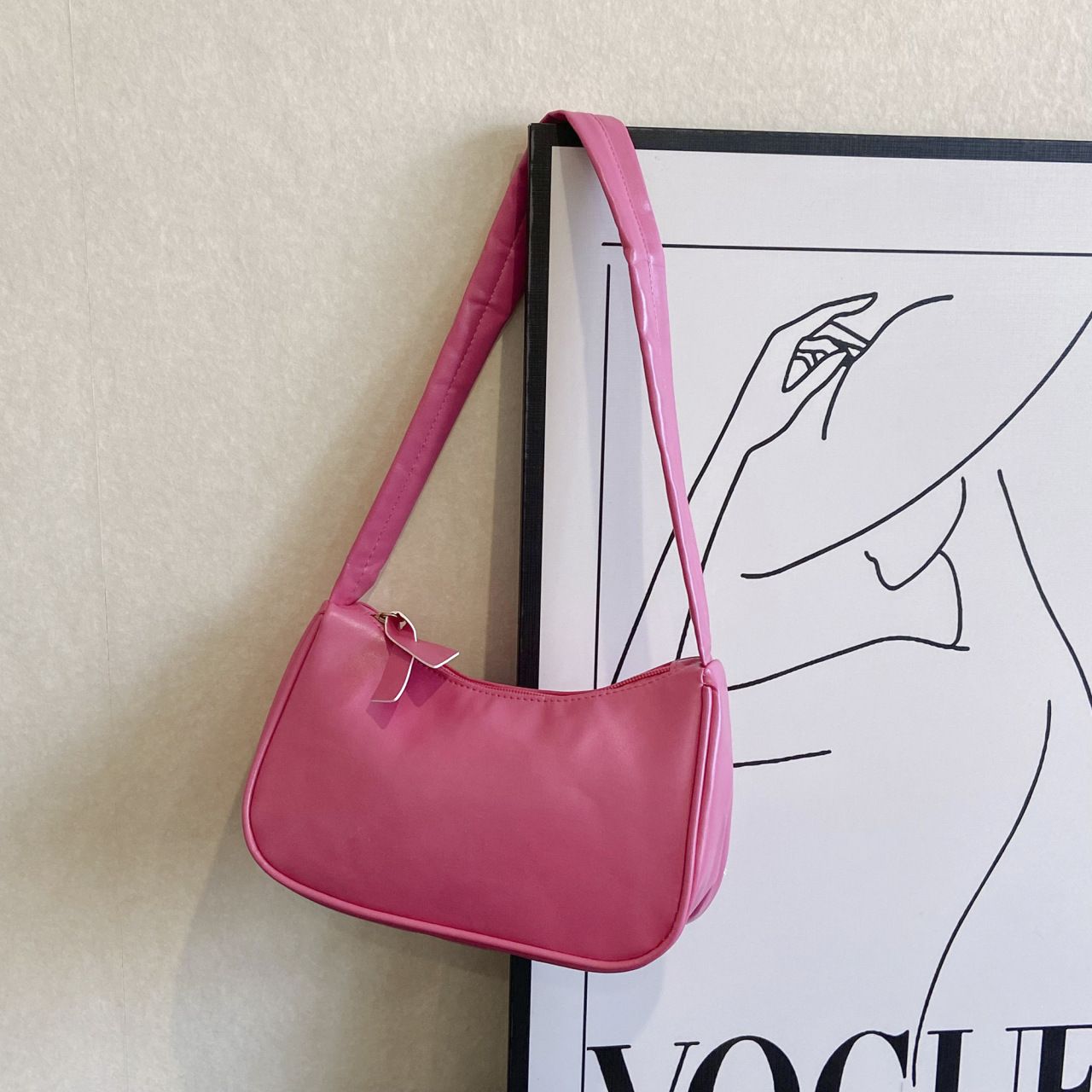 Women Fashion Small Underarm Shoulder Bag, Simple Solid‑Color Stylish Handbag, Elegant Daily Mini Purse for Ladies
